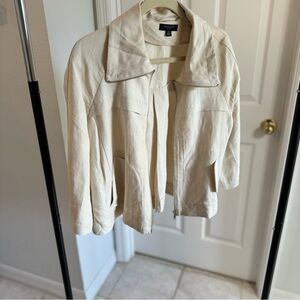 Ann Taylor Cream Linen Utility Jacket